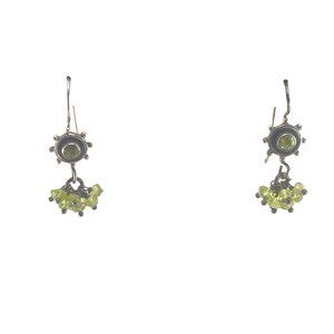 Exquisite 925 India Sterling Silver & Peridot Handmade Dangle Earrings